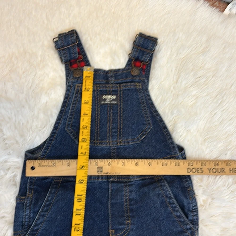 OshKosh B'gosh Toddler Denim Overall Red Plaid Lined at hem 5T
